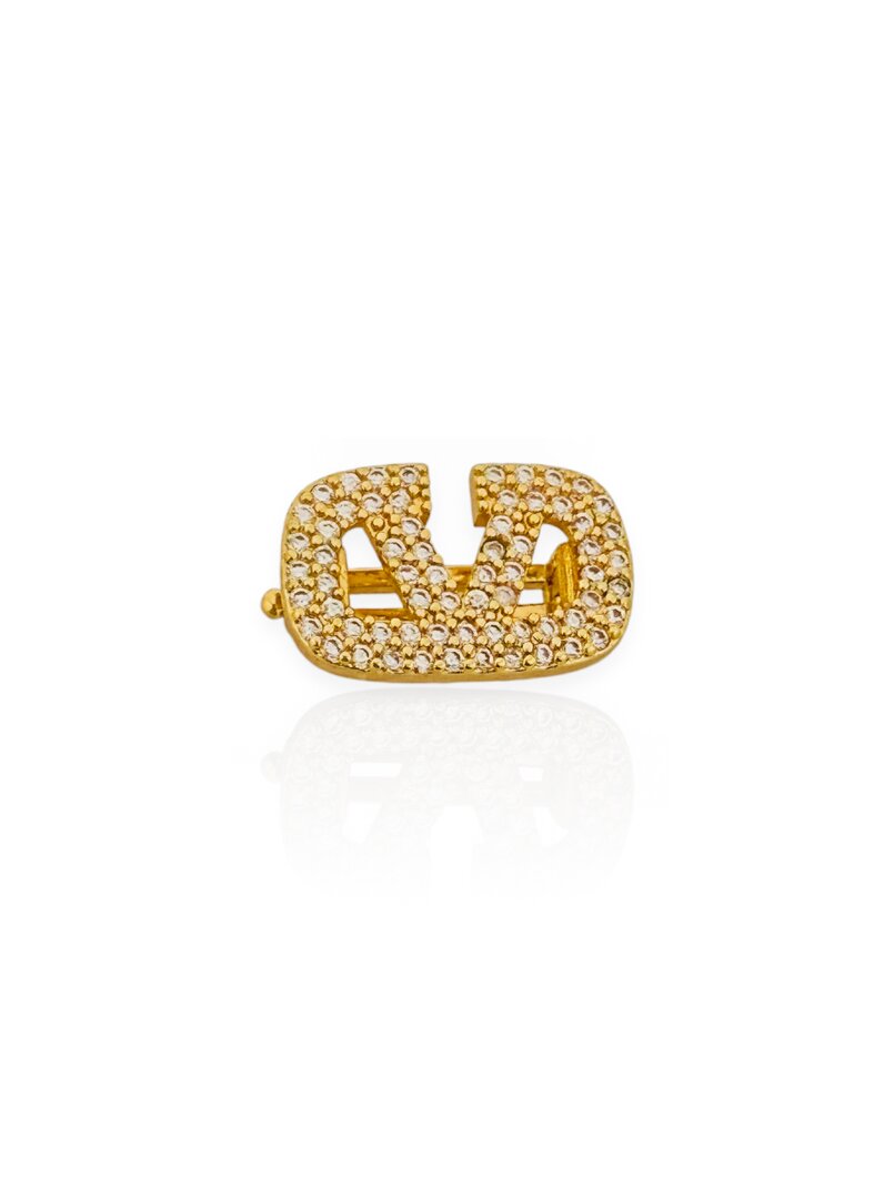 Charm Folheado a Ouro 18k e Prata 925 Inspiração a Grandes Marcas Cravejado com Zircônia