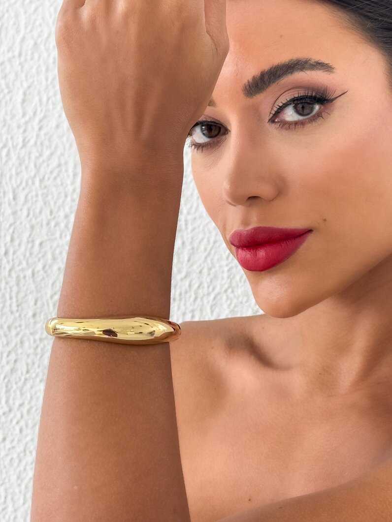 Bracelete Folheado a Ouro 18k e Prata Tubo liso