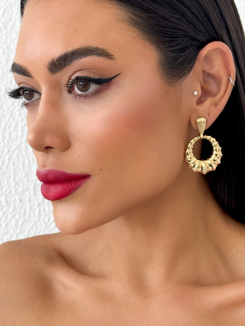 Brinco Folheado a Ouro 18k e Prata 925 Argola Escamada