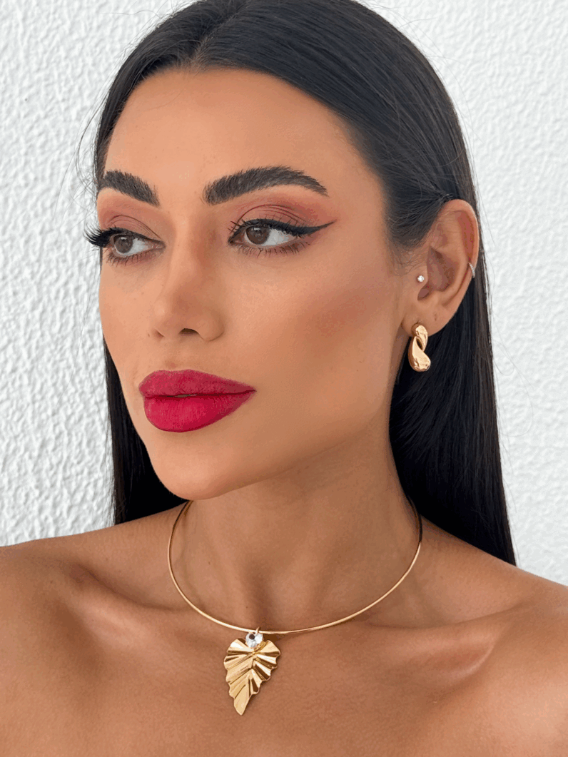 Choker Folheado a Ouro 18k Aro Coração Orgânico Com Ponto de Luz
