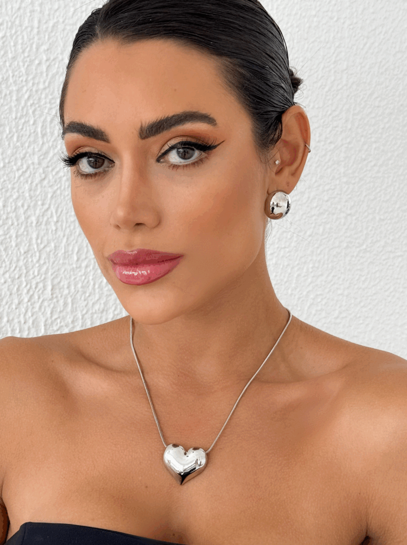 Colar Folheado a Ouro 18k e Prata Coração Lisos