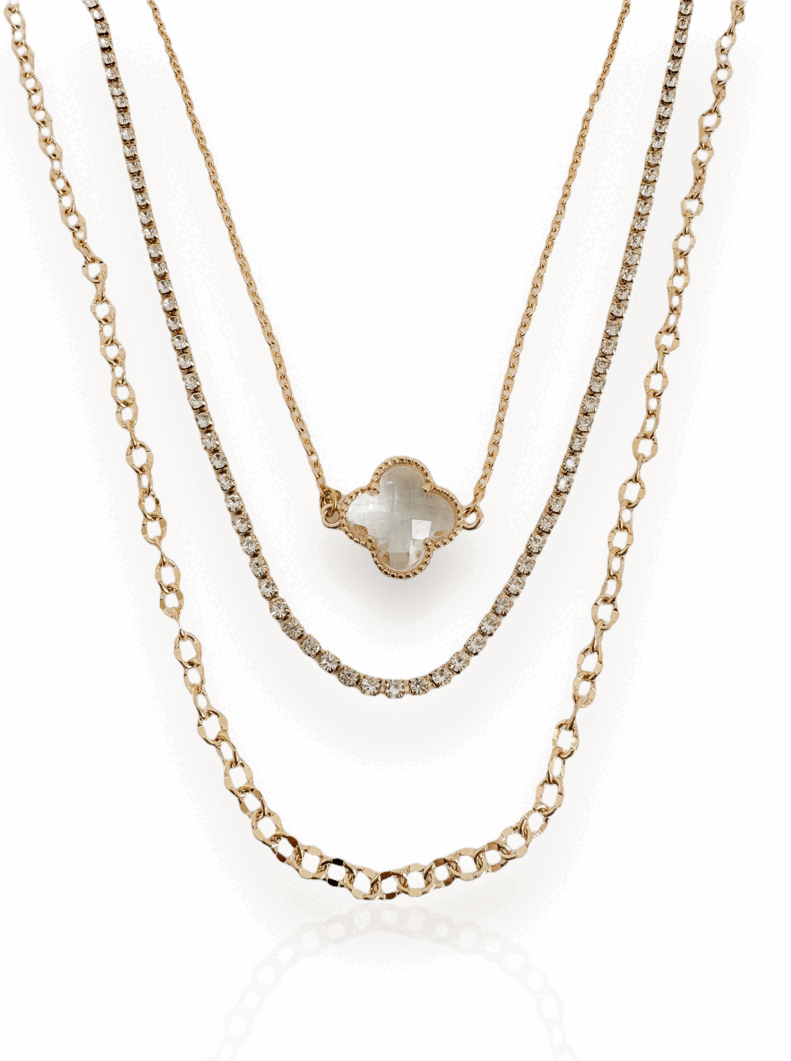 Colar Triplo Folheado a Ouro 18k e Prata Inspiração Com Zircônia