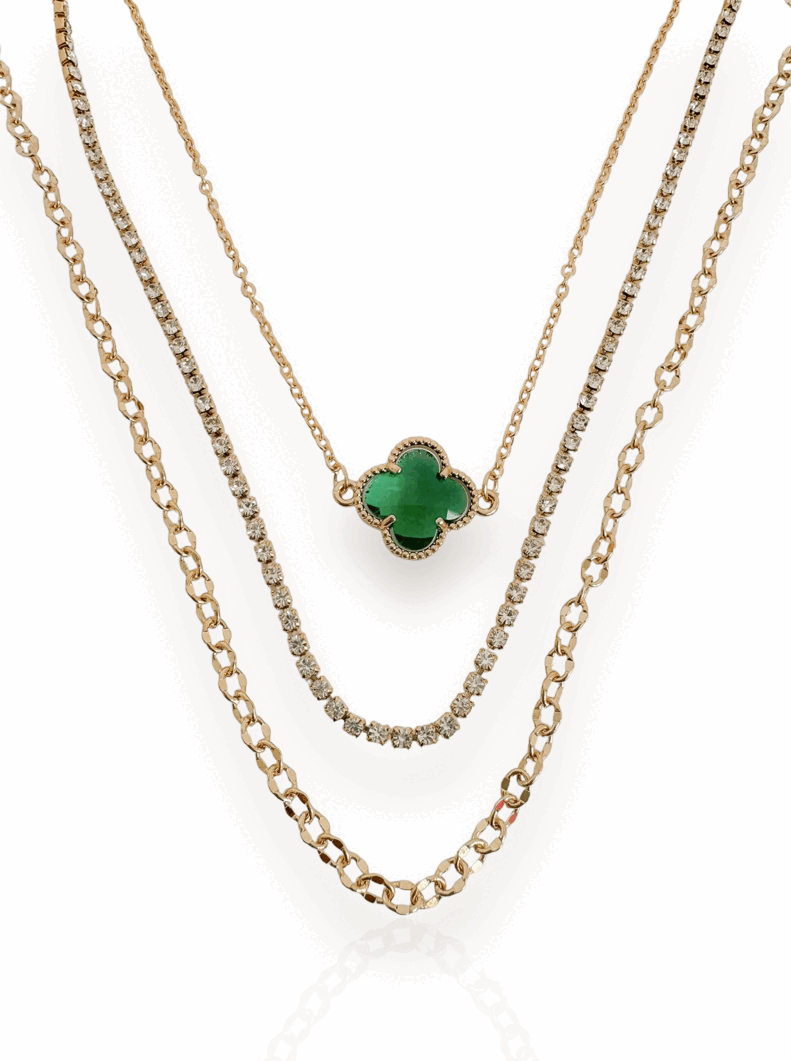 Colar Triplo Folheado a Ouro 18k e Prata Inspiração Com Zircônia