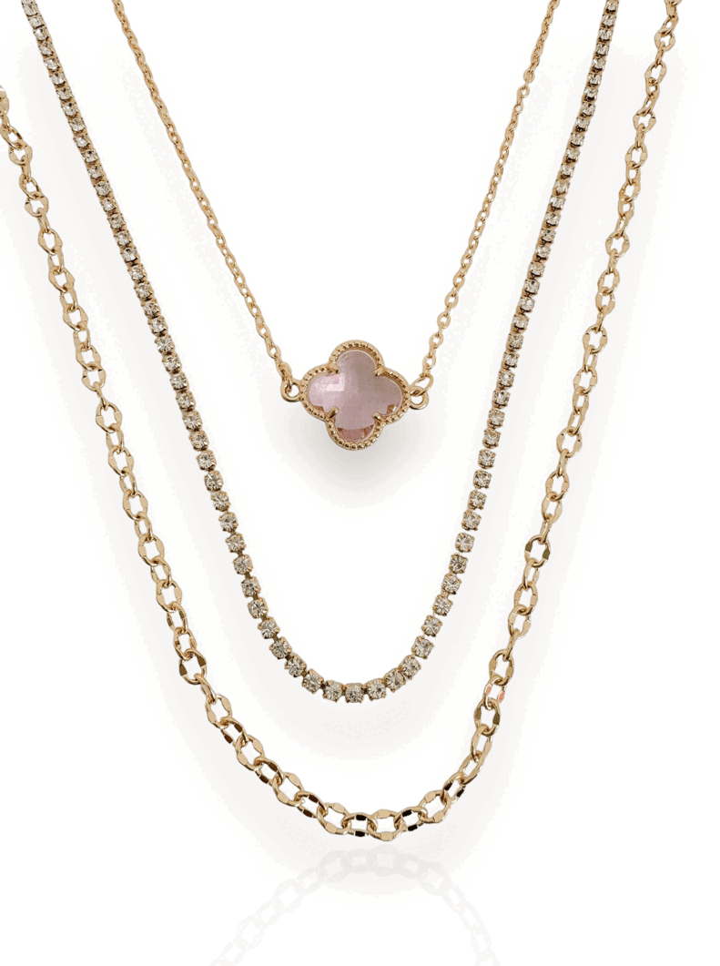 Colar Triplo Folheado a Ouro 18k e Prata Inspiração Com Zircônia