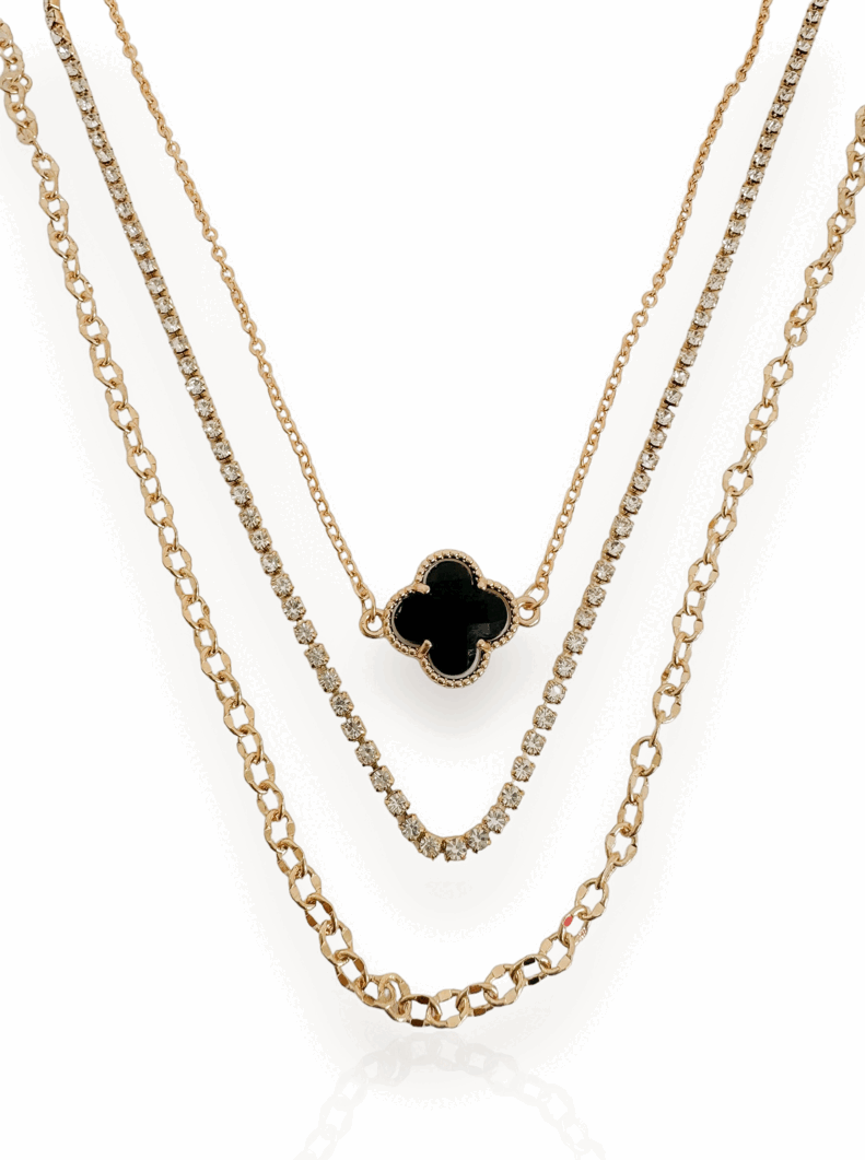 Colar Triplo Folheado a Ouro 18k e Prata Inspiração Com Zircônia