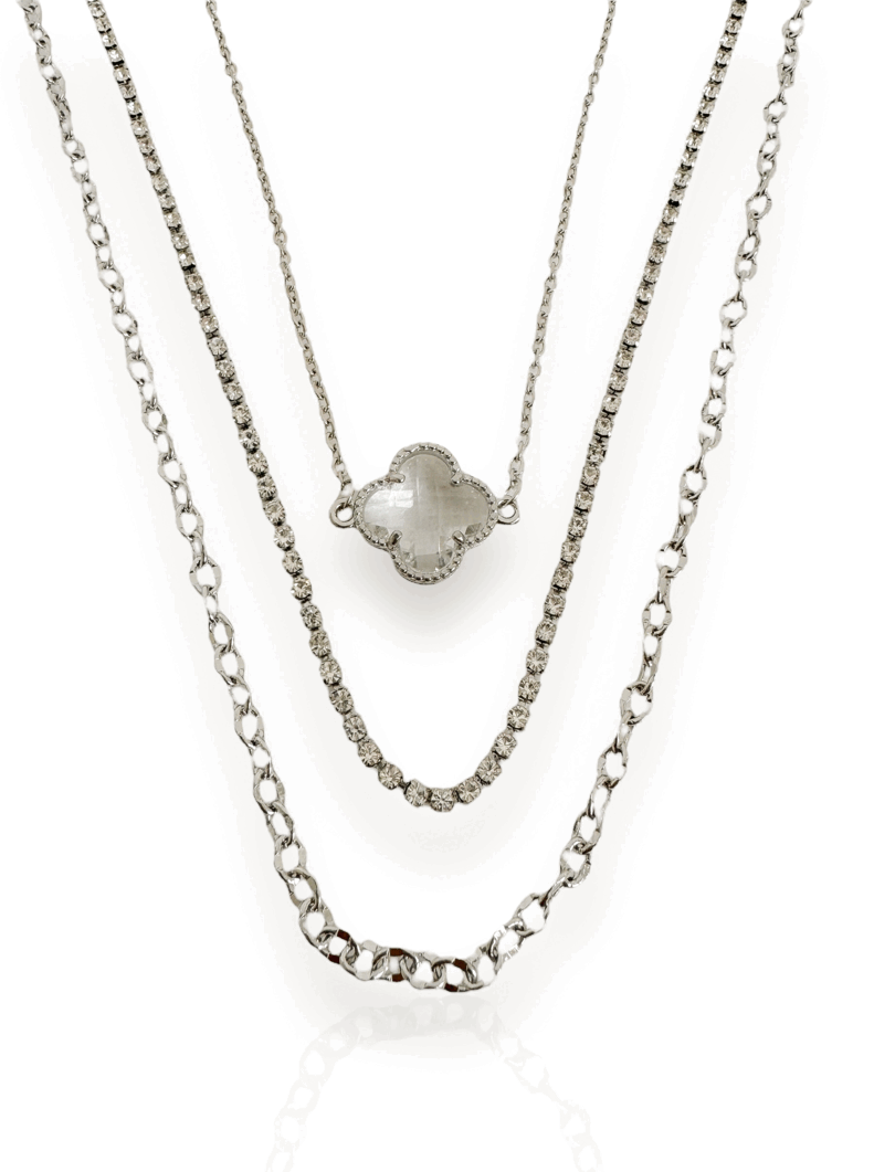 Colar Triplo Folheado a Ouro 18k e Prata Inspiração Com Zircônia