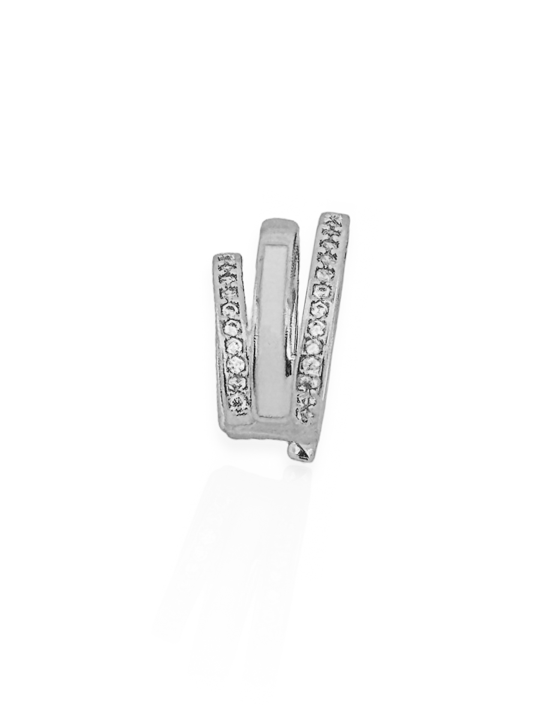 Piercing Folheado a Ouro 18K e Prata Tres Fios Com Zircônia e Resina