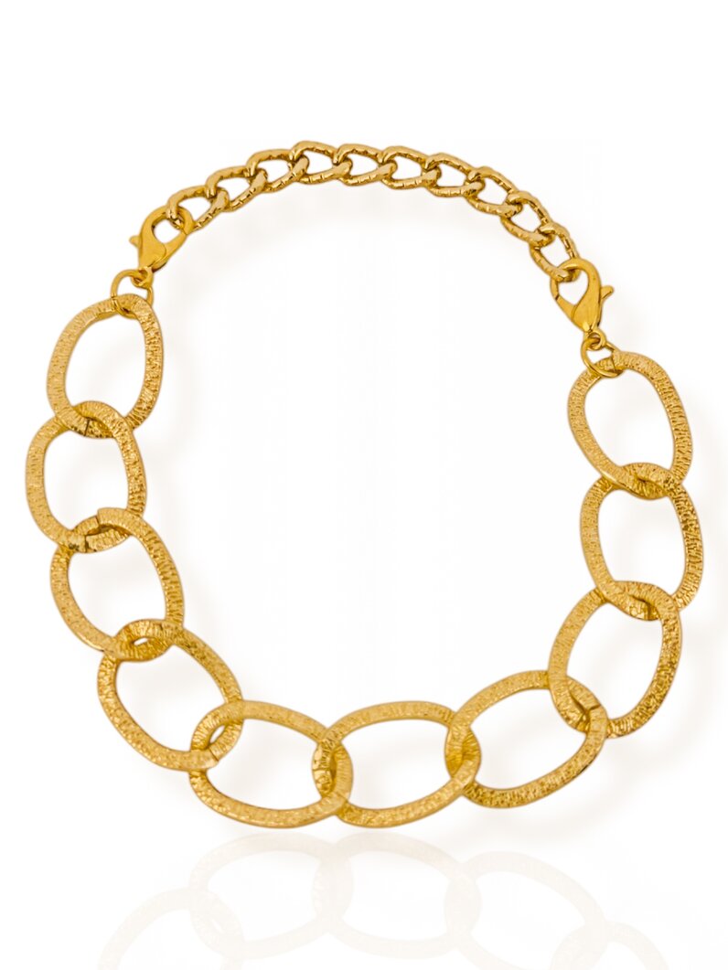 Pulseira Folheado a Ouro 18k Elo Oval Fino Texturizado